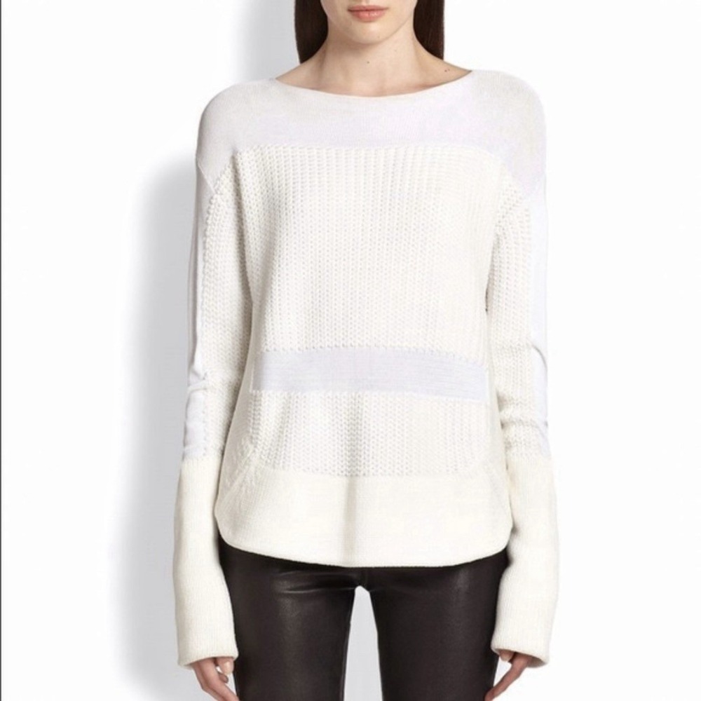 Helmut Lang Womens Baseball Hem Textured Inlay Split Side Sweater Size P‎ Large
